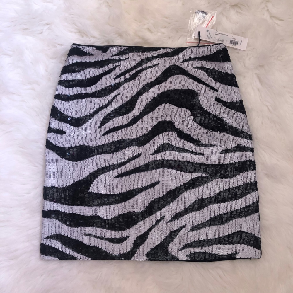 Alice + Olivia Zebra Ramos Sequin Mini Skirt size 0